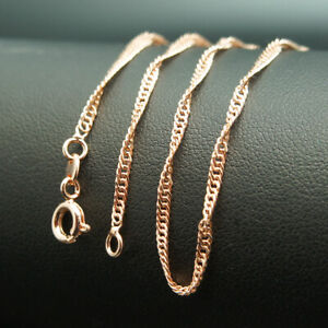 18k Rose Gold 46cm 18 Singapore Necklace 2mm Solid Chain For Pendant Aus Made Ebay