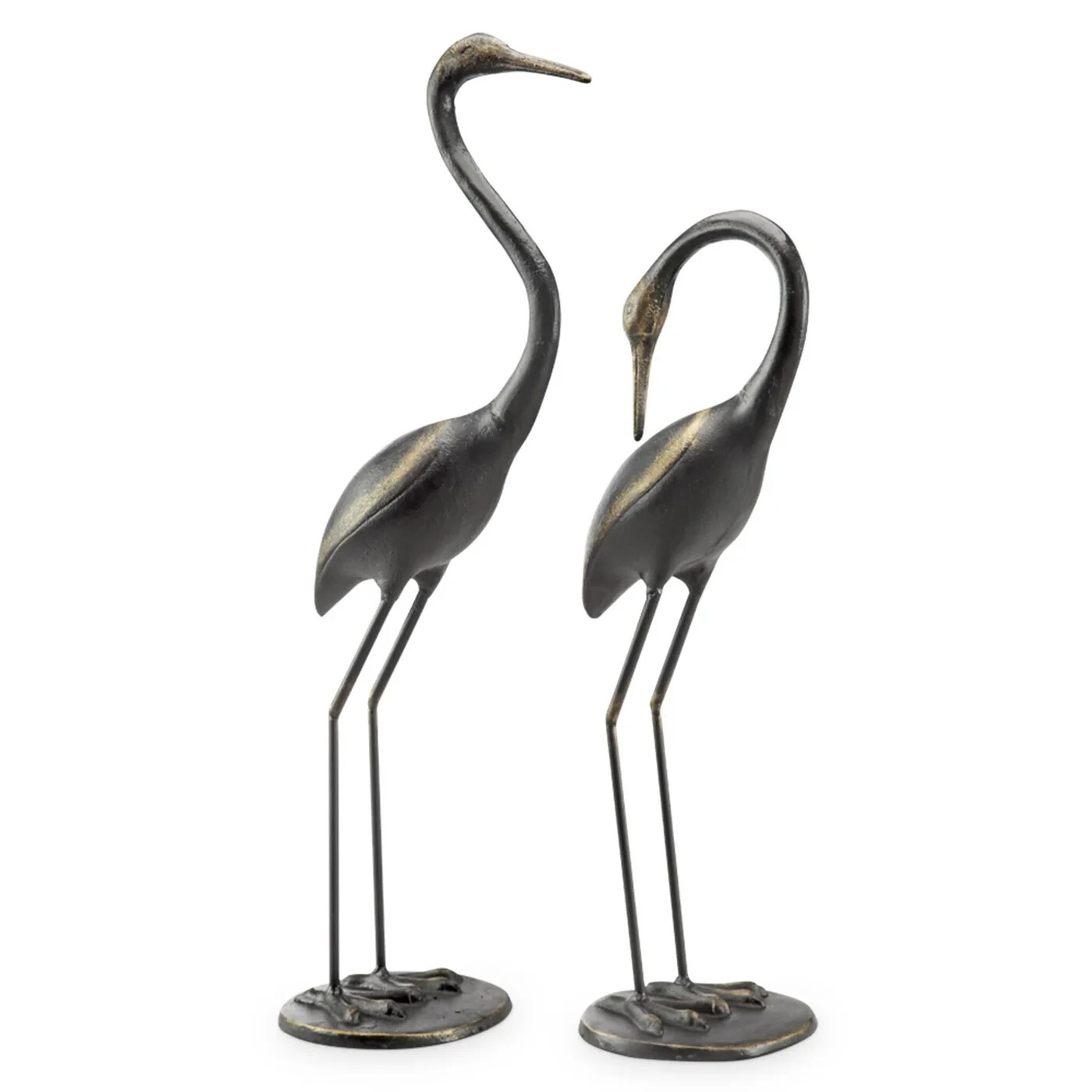 Cast Iron Watchful Waders Garden Cranes Set of 2 - Multicolor