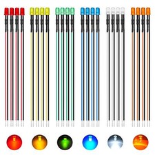 60pcs 5MM 12V LED Diodes Lights Emitting Diode Pre-Wired Kit 6 Colors DC 12 Volt