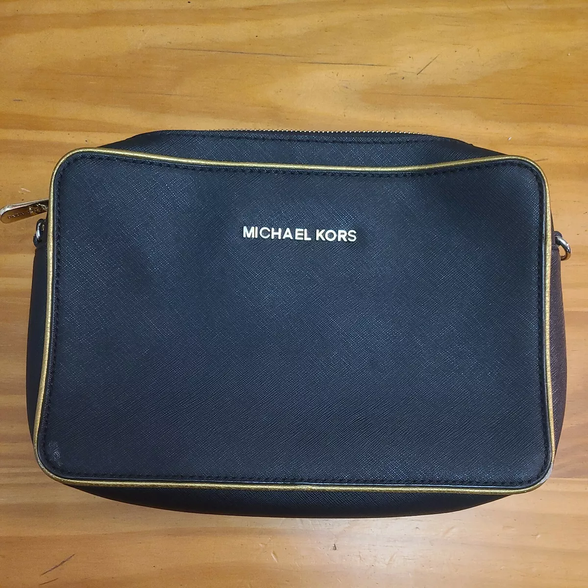 Michael Kors Crossbody Bag Black with Gold Trim