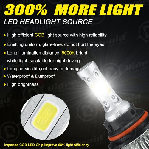 RIDROID 9007 LED Headlight Bulb Hi/Low Beam Bright for Nissan Frontier 2001-2022 - Picture 7 of 12