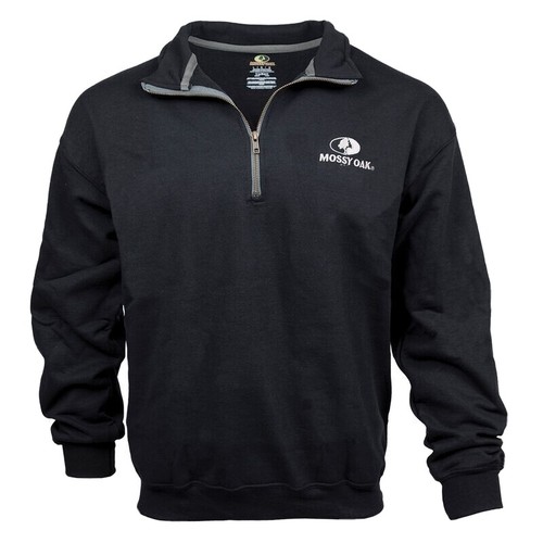 Mossy Oak 1/4 Zip Sweatshirt Mock Neck Mens Black M Long Sleeve Cadet Collar