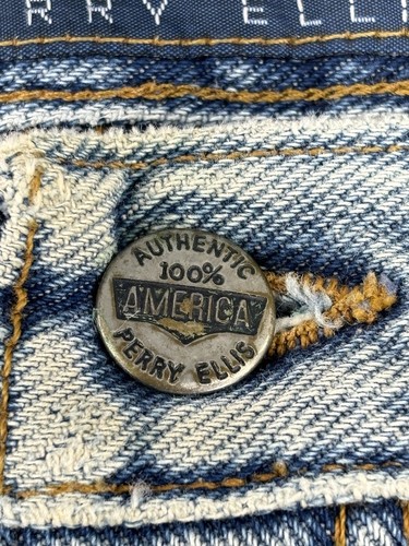 VTG Perry Ellis America Blue Jeans Denim Mens 34W 34L 4R5000 Scovill USA Made - Picture 9 of 20
