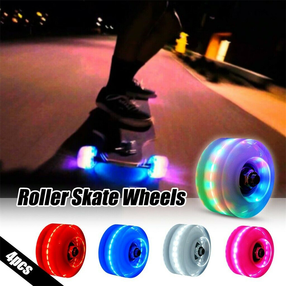 4 PIEZAS ruedas de patinaje luminosas para cuatro rodillos con rodamientos BankRoll instalados