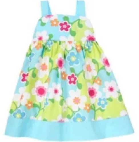 NWT Girls 6-12 Gymboree “RAINBOW CABANA” Cotton/Poplin Floral LT BLUE SUN-DRESS - Picture 2 of 2