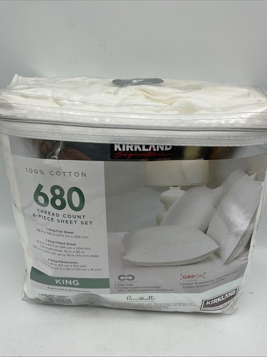 Juego de sábanas Kirkland Signature 680 TC 6 piezas 100 % algodón tamaño king blanco - Imagen 4 de 5