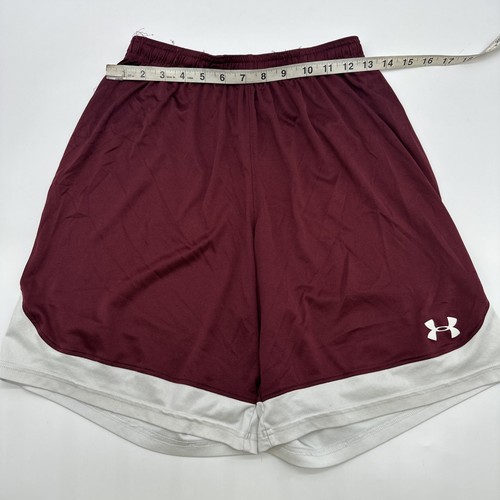 Under Armour Heat Gear Shorts Youth Boys S Burgundy & White Logo ..#29796 - Picture 5 of 12
