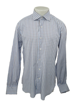Mattabisch Napoli - Plaid Checked Mens 17.5 / 44 Button Up Dress Shirt