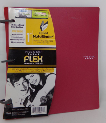 NEW Mead Five Star Flex 1  Hybrid Notebinder-Divider Pockets/Protectors/Paper