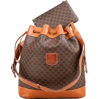 Celine Macadam Canvas Drawstring Bucket Shoulder Bag Tasche