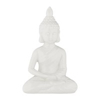 Buddha Figur Sitzend, Keramikfigur Zen-Deko Garten-Skulptur Buddha-Skulptur Weiß