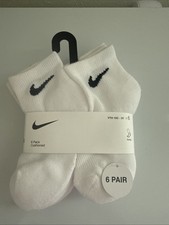 NWT Nike 6 Pack Cushioned YTH 10C - 3Y White Ankle Socks