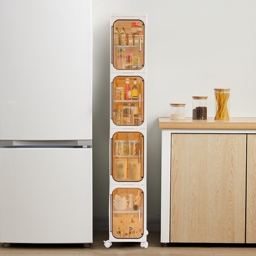 Gabinete de almacenamiento organizador de baño con cajones estrechos delgados de 4 niveles - Imagen 1 de 8