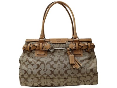 COACH Tote Bag Braun Canvas Damen Handtasche Signature F13068