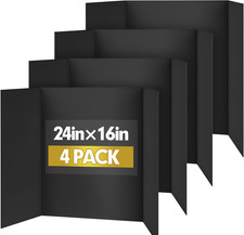 Trifold Poster Board,4 Pack 24" X 16" Black Corrugated Poster Boards,Display Boa