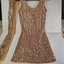 Stunning Rose Gold Sequin Dress w/matching 70" Scarf size S
