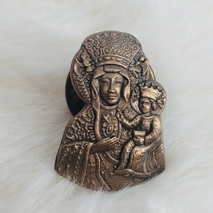 Our Lady of Czestochowa Black Madonna Bronze Religious Lapel Pin