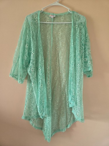 Lularoe Light Blue Lace Lindsay Style Cardigan/Kimono - Size Small (Fits 00-8)