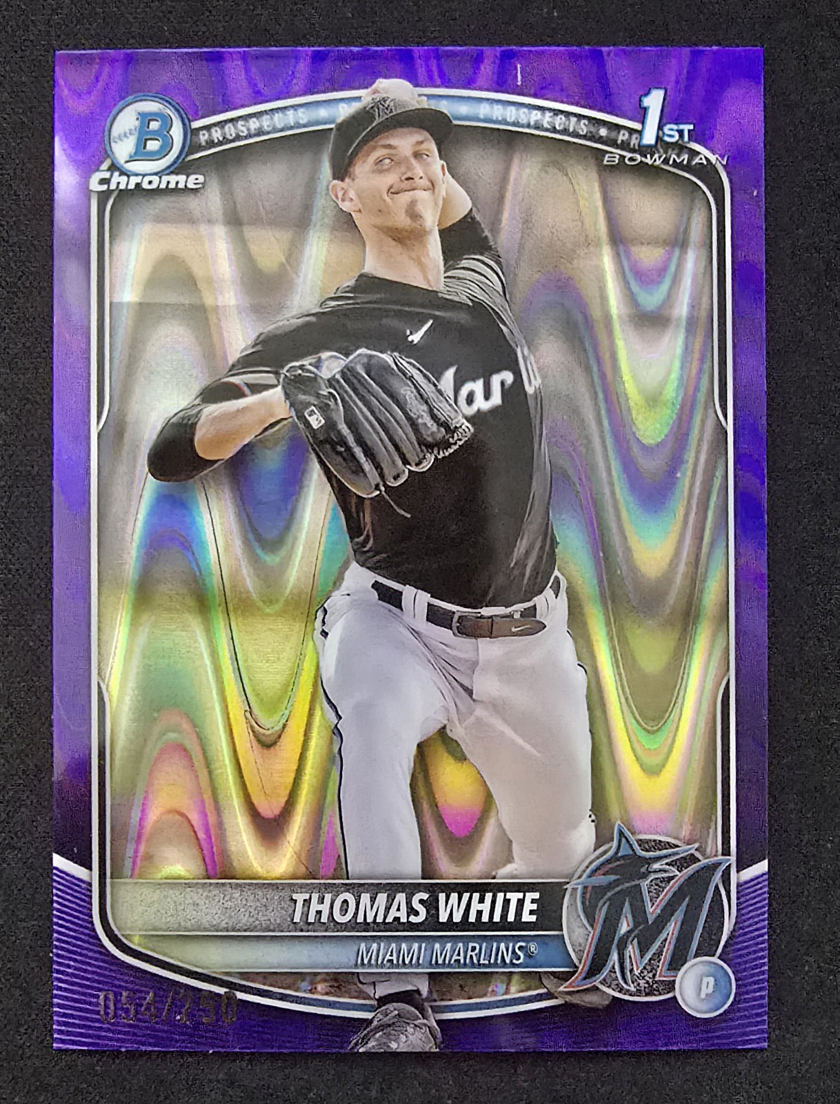Thomas White 2025 Bowman Chrome 1ST Purple Raywave 054/250