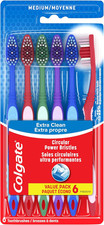 Colgate Extra Clean Toothbrush, Medium Toothbrush for Adults, 6 Pack