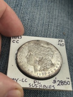 KEY XF 1893 CC MORGAN DOLLAR. Nicely toned Semi PL fields. Neat toning.