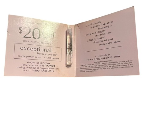 EXCEPTIONAL BECAUSE YOU ARE 0.034 oz 1 ml EDP Mini/Travel Sample Vial New Vintag - Picture 2 of 3