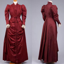 Victorian Cosplay Red Gothic Wedding Dress Women Vintage Bustle Dress Historical