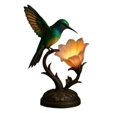 Flower Table Lamp Vintage Warm Ambiance Lighting Hummingbird Lamp