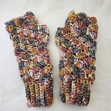 Fingerless Gloves Handmade Crochet Wrist Length Multi Color Driving Busy Hands