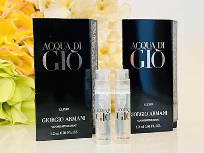 2 Giorgio Armani Aqua Di Gio Elixir Parfum Sampler Vial 1.2 ml New Release 2025