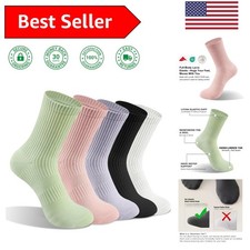Multi-Color Lightweight Cotton Socks for Women - 5 Pairs, Size 6-10, Breathable