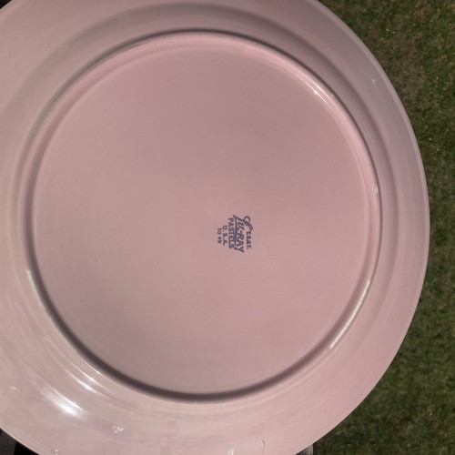 2 Large Lu-Ray Pastels Pink Platters T.S.&T. 14” Round Chop/Steak Plates - Picture 6 of 10