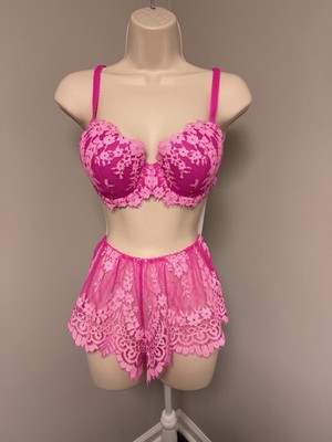 Victorias Secret Dream Angels Pink Demi Bra And Short Set M NWT