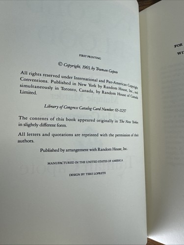 In Cold Blood • 1st Edition, First Printing • Truman Capote • 1965 - Picture 12 of 12