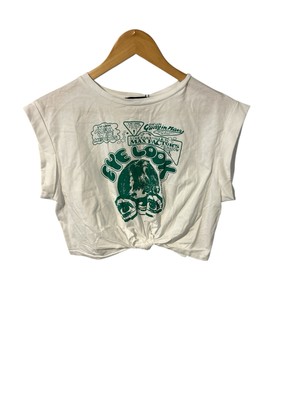 New Micas Women's Size L Eye Look Graphic Round Neck T-shirt White Sleeveless