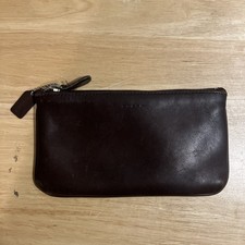 COACH VINTAGE MAHOGANY BROWN LEATHER FLAT SMALL COSMETIC BAG CASE POUCH 6990