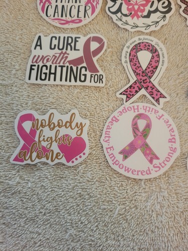 Breast Cancer Mixed Stickers Lot #6 12 Pieces 2 Inches - Picture 2 of 5
