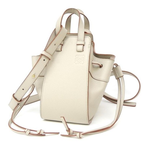 LOEWE Bag: Hammock Drawstring Mini Beige W10H20D16cm w/dust bag;