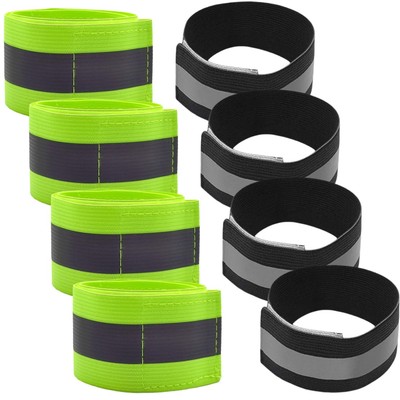 2 Bracciali Riflettenti Alta Visibilità - Fasce Catarifrangenti Regolabili Con Velcro Per Braccio, Caviglia, Polso - Per Corsa, Ciclismo, Sicurezza Notturna (Nero)