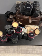 Konica Autoreflex T4 Vintage 35mm Black Camera with Lenses and Case