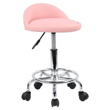 Kktoner Pu Leather Round Rolling Stool Foot Rest Height Adjustable Swivel Kktoner Pu Leather Round Rolling Stool Foot Rest Height Adjustable Swivel