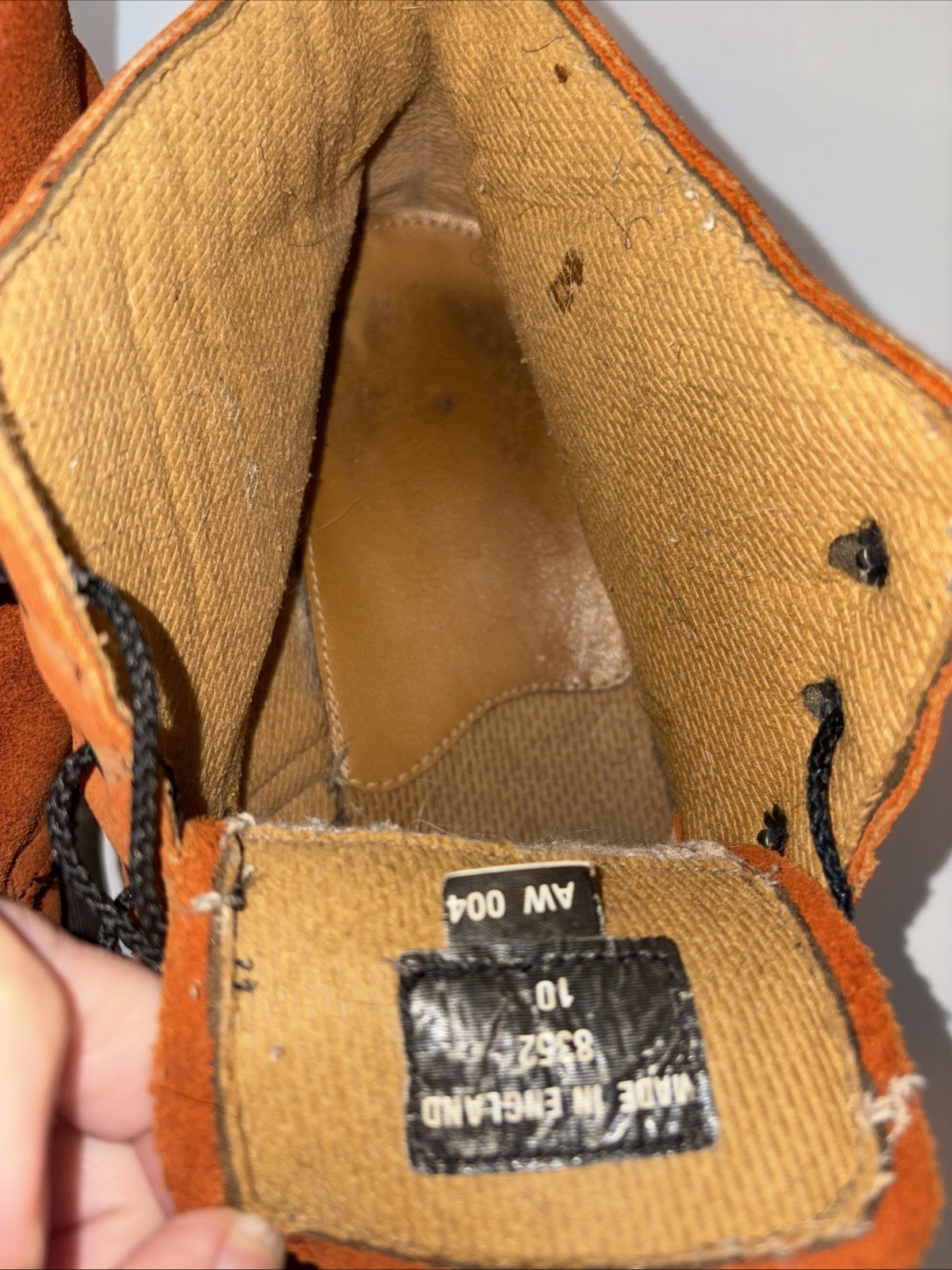 Dr Doc Martens 8352 Vintage England Orange Brown Suede Platform Boots 10 RARE image 8