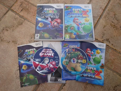 Super Mario Galaxy 1 & 2 Nintendo Wii Games PAL Bundle Complete With Manuals
