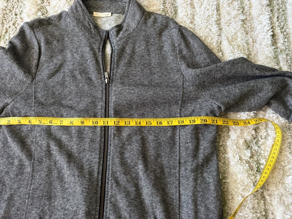 Chaqueta Eileen Fisher Mujer Gris Cremallera Frontal Longline Cáñamo Algodón Orgánico Bolsillos Foto 3 de 4