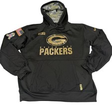 Green Bay Packers Hoodie Sweatshirt Mens 2XL Black NFL Football Nike Salute