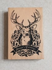 Inkadinkado Christmas Rubber Stamp Reindeer Seasons Greetings Cards Crafts...