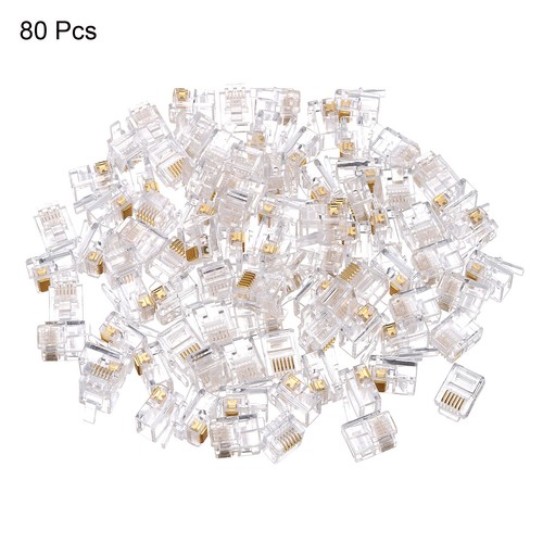 Telephone Modular Plug Male RJ11/RJ12 6P6C Clear 80pcs - Afbeelding 2 van 5