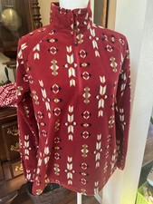 Women s Eddie Bauer Quarter Zip Fleece - Wine Aztec Print - Large - Nice