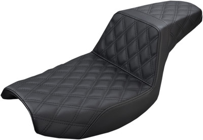 SADDLEMEN - 882-09-175 - Step-Up Seat - Full Lattice Stitch - Black - FXR for HD