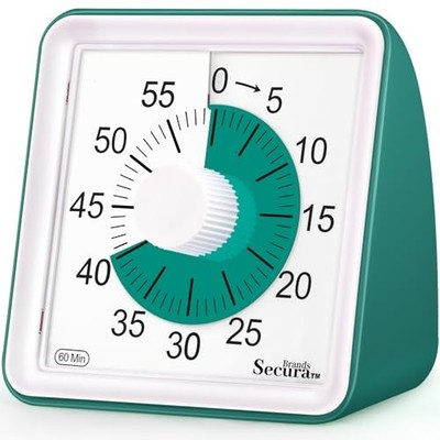 Secura 60 Minute Essential Visual Timer for Kids, Dark Green & Dark Green